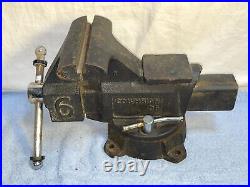 Vintage HEAVY DUTY Cast Iron COLUMBIAN D6 6 Bench VISE Anvil Pipe SWIVEL BASE