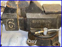 Vintage HEAVY DUTY Cast Iron COLUMBIAN D6 6 Bench VISE Anvil Pipe SWIVEL BASE