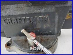 Vintage Heavy Duty Craftsman USA Vise 5 1/2 4 Bolt Swivel Base 51871