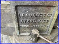 Vintage L S Starrett 925 Swivel Base Vise Athol MASS LS bench 5 10.75 Opening