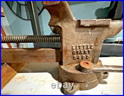 Vintage Little Giant 5494 Bench Vise with Swivel Base 3 Jaws Used