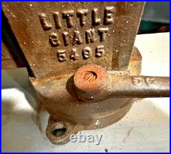 Vintage Little Giant 5494 Bench Vise with Swivel Base 3 Jaws Used
