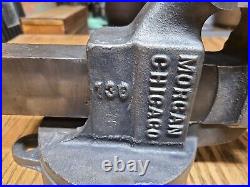Vintage Morgan Chicago 130 3 in. Swivel Base Bench Vise American Made USA