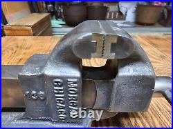 Vintage Morgan Chicago 130 3 in. Swivel Base Bench Vise American Made USA