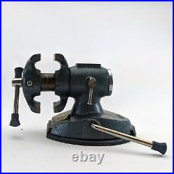 Vintage Oxwall Vacuum-base Bench Vise 1-1/2 & 2-1/4 Double Jaws, Swivel Head