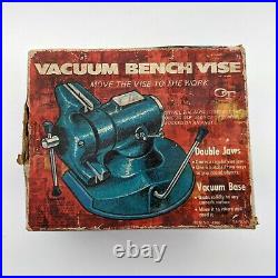 Vintage Oxwall Vacuum-base Bench Vise 1-1/2 & 2-1/4 Double Jaws, Swivel Head