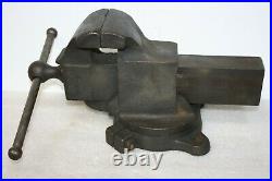 Vintage Prentiss Bull Dog 524 Bench Vise 4 Jaw With Swivel Base Made New York USA