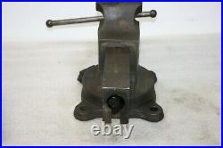 Vintage Prentiss Bull Dog 524 Bench Vise 4 Jaw With Swivel Base Made New York USA