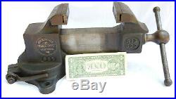 Vintage Prentiss Vise Bull Dog 522 512 Swivel Base 3 Inch Jaws Machinist Tool VG