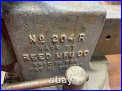 Vintage Reed No 204R Swivel Base Bench Vise, 4 Inch Jaws, 56 lbs USA Nice