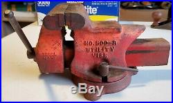 Vintage Ridge Tool Co. 5 Bench Vise #500-R swivel base anvil pipe clamp USA