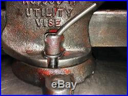 Vintage Ridge Tool Co. 5 Bench Vise #500-R swivel base anvil pipe clamp USA