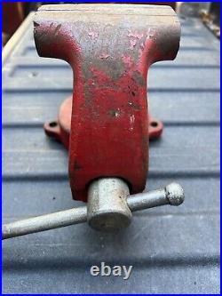 Vintage Starrett No. 014 Machinist Bench Vise WithSwivel Base/Anvil & 4 Wide Jaws