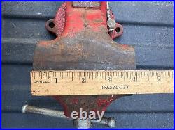 Vintage Starrett No. 014 Machinist Bench Vise WithSwivel Base/Anvil & 4 Wide Jaws