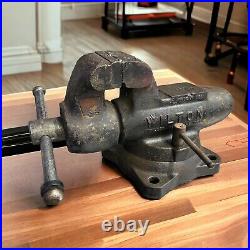 Vintage Wilton 16 Inch 8018 bullet vise With 4 inch jaws With OG Swivel Base 1980s