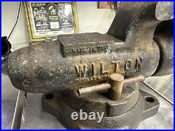 Vintage Wilton 16 Inch 8018 bullet vise With 4 inch jaws With OG Swivel Base 1980s