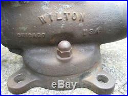 Vintage Wilton 4 1/2 Vise Bullet Bench Vise Heavy 39 lbs. Swivel Base Chicago