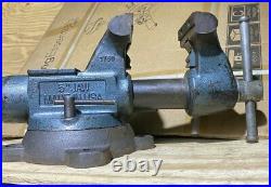 Vintage Wilton 5 Bullet Bench Vise With Swivel Base & Pipe Jaw Made In USA