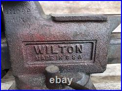 Vintage Wilton Bench Vise On Swivel Base Anvil 111099 Xu2