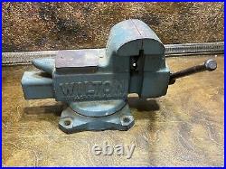 Vintage Wilton Shop Swivel Base Bench Table Vise w Pipe Jaws Made in USA