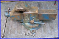 Vintage Yost 204, 4, Bench Anvil Vise, Swivel Rotating Base, Straight Handles
