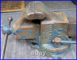 Vintage Yost 204, 4, Bench Anvil Vise, Swivel Rotating Base, Straight Handles