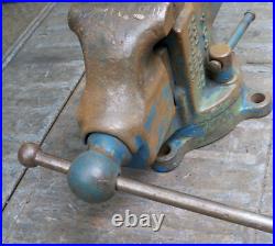 Vintage Yost 204, 4, Bench Anvil Vise, Swivel Rotating Base, Straight Handles