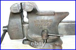 Vintage ridge tool co. 500-R utility vise steel slide rear anvil swivel base 5