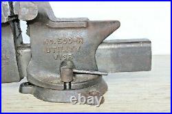 Vintage ridge tool co. 500-R utility vise steel slide rear anvil swivel base 5