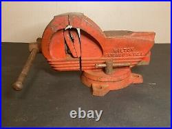 Vtg 1950-59 WILTON SHOP KING 3-1/2 Swivel Base Bench Vise WithPipe Jaws & Anvil