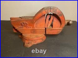Vtg 1950-59 WILTON SHOP KING 3-1/2 Swivel Base Bench Vise WithPipe Jaws & Anvil