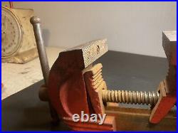 Vtg 1950-59 WILTON SHOP KING 3-1/2 Swivel Base Bench Vise WithPipe Jaws & Anvil