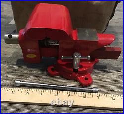 Vtg New Old Stock Cast Iron Bench Vise Swivel Base 3 1/2 Jaws Original Box