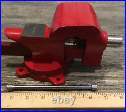 Vtg New Old Stock Cast Iron Bench Vise Swivel Base 3 1/2 Jaws Original Box