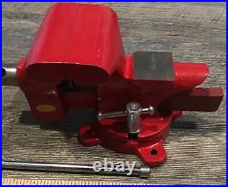Vtg New Old Stock Cast Iron Bench Vise Swivel Base 3 1/2 Jaws Original Box