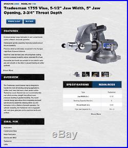 WILTON 1755 Tradesman Bench Vise With Swivel Base, 5-1/2 Jaws