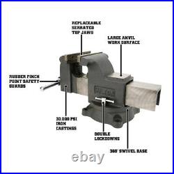 Wilton Bench Shop Vise 8 Jaw Width, 4 Throat Depth, Swivel Base, Cast Iron