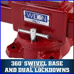 Wilton Hd Red Bench Vise With Swivel Base Durable Steel Jaws For Secure Grip