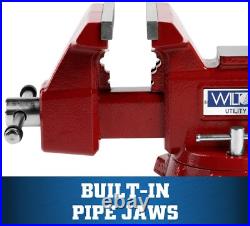 Wilton Hd Red Bench Vise With Swivel Base Durable Steel Jaws For Secure Grip