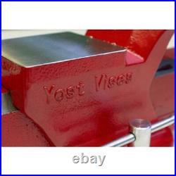 Yost Bench Vise Cast Metal Swivel Base Interlocking Gears Red 5 in. Jaw Width