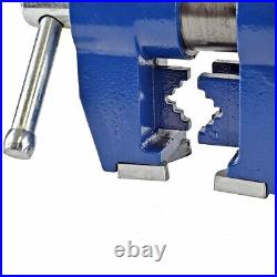 Yost Vises Model 750-E Rotating Vise Medium Duty Silver Swivel Base 5in Blue