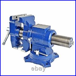 Yost Vises Model 750-E Rotating Vise Medium Duty Silver Swivel Base 5in Blue