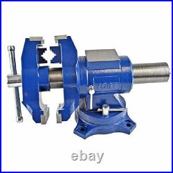 Yost Vises Model 750-E Rotating Vise Medium Duty Silver Swivel Base 5in Blue